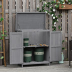 Small Shed, Wooden Garden Shed with Openable Hinged Roof and Removable Shelf, Outdoor Tool Storage Cabinet Chest with Double Doors, 74 x 43 x 88 cm Outsunny