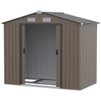 7 x 4ft Metal Garden Shed, Outdoor Storage Tool House with Ventilation Slots, Foundation Kit and Lockable Double Doors Outsunny