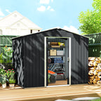 7.7 x 5.7ft Metal Garden Shed, Galvanised Outdoor Tool Storage House with Ventilation Slots and Sliding Doors Outsunny