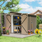 5 x 9ft Galvanised Metal Garden Shed with Foundation Kit, Outdoor Lean-to Shed, Tool Storage House with Lockable Doors, Gloves and 2 Air Vents for Patio Outsunny