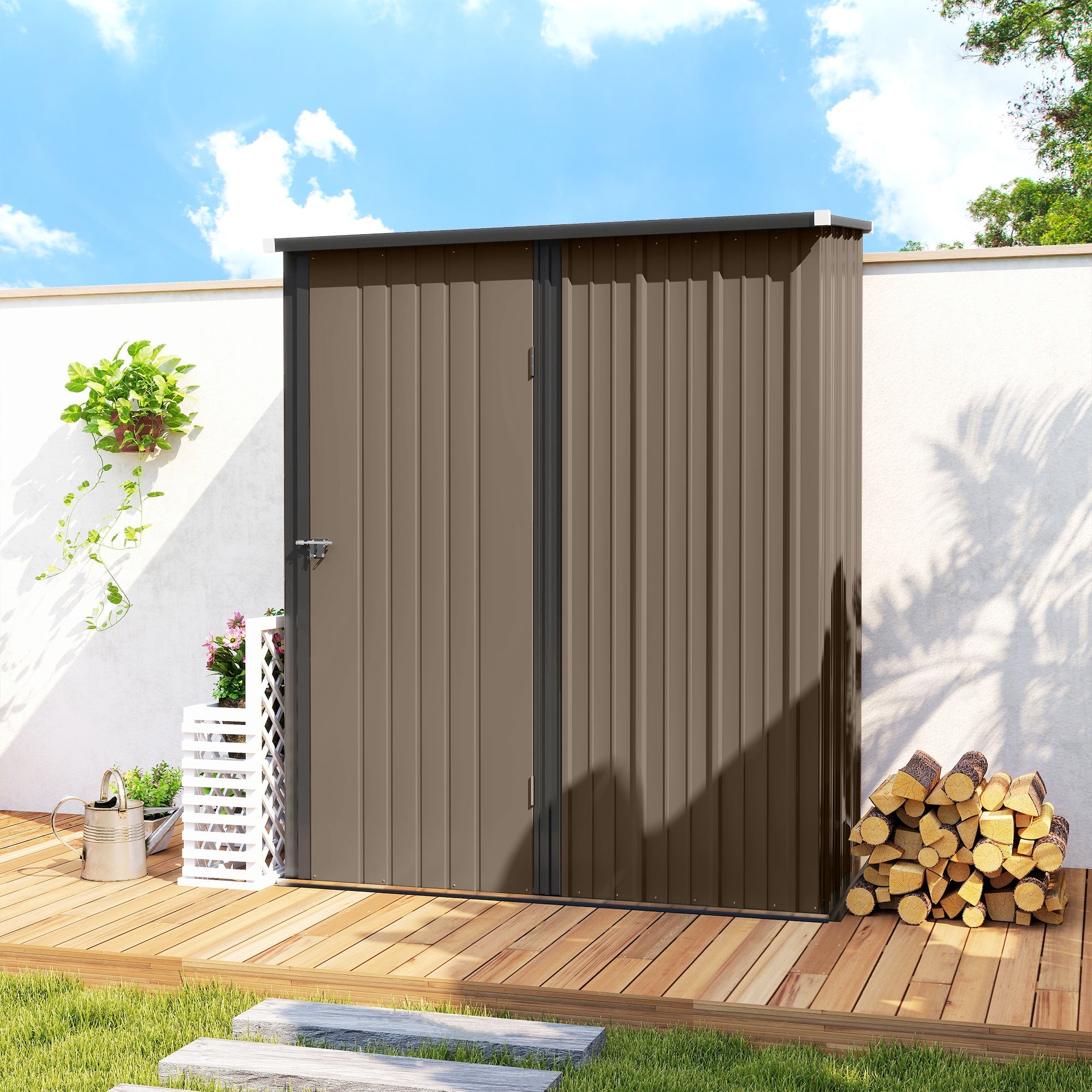 5.3 x 3.1ft Corrugated Steel Garden Shed Outsunny