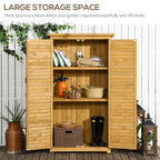 Wooden Garden Storage Shed, Compact Utility Sentry Unit, 3-Tier Shelves Tool Cabinet Organizer with Asphalt Roof and Shutter Design, 87cm x 47cm x 160cm Outsunny