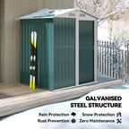 Garden Metal Tool Storage Shed with Sliding Door, Sloped Roof and Floor Foundation, 152 x 132 x 188cm Outsunny