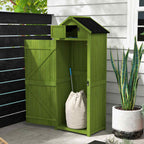 Small Shed, Tall Slim Wooden Garden Shed with 3 Removable Shelves and Roof Hatch, Compact Outdoor Tool Storage Cabinet with Asphalt Roof and Door Latch, 77 x 54.2 x 179 cm Outsunny