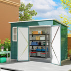 8.5 x 6ft Storage Shed Galvanised Steel Garden Shed, Metal Shed with Foundation Kit, Window, Lockable Wide Doors and Air Vents for Outdoor Patio Outsunny