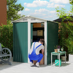 Garden Metal Tool Storage Shed with Sliding Door, Sloped Roof and Floor Foundation, 152 x 132 x 188cm Outsunny