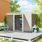 Corrugated Garden Shed 9 x 4 Ventilated Lockable Tool Shed for Outdoor Equipment Outsunny