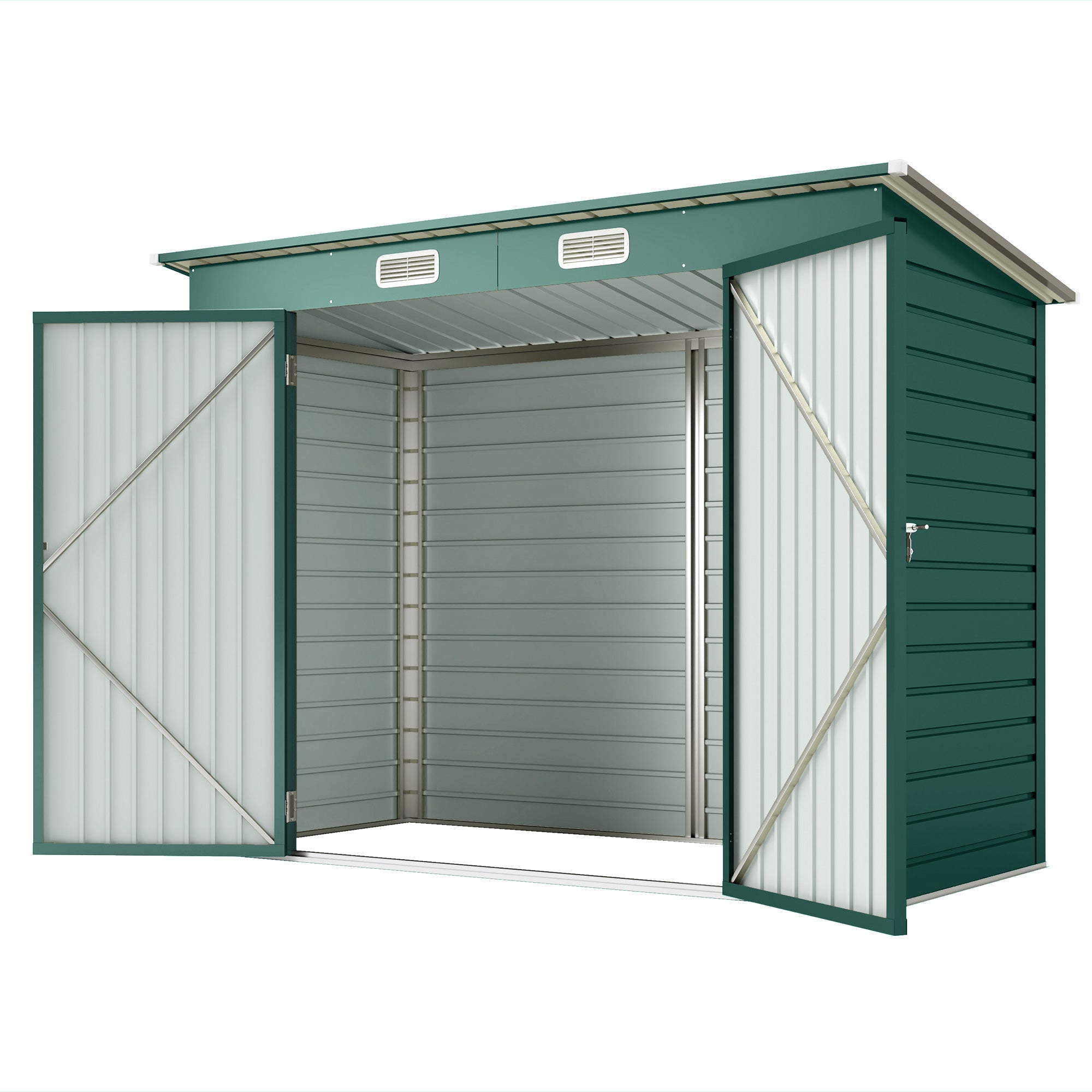 3.7 x 7.9ft Galvanised Steel Shed, with Latched Door and Padlock