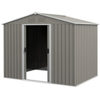 7.7 x 5.7ft Outdoor Garden Storage Shed, Metal Tool House with Ventilation and Sliding Doors Outsunny