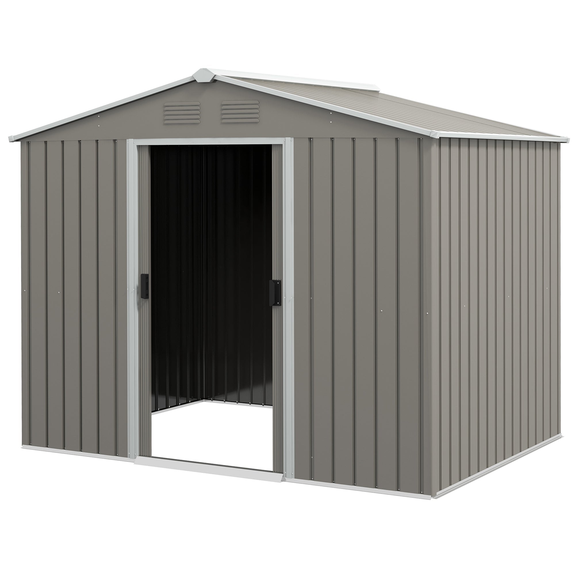 7.7 x 5.7ft Outdoor Garden Storage Shed, Metal Tool House with Ventilation and Sliding Doors Outsunny