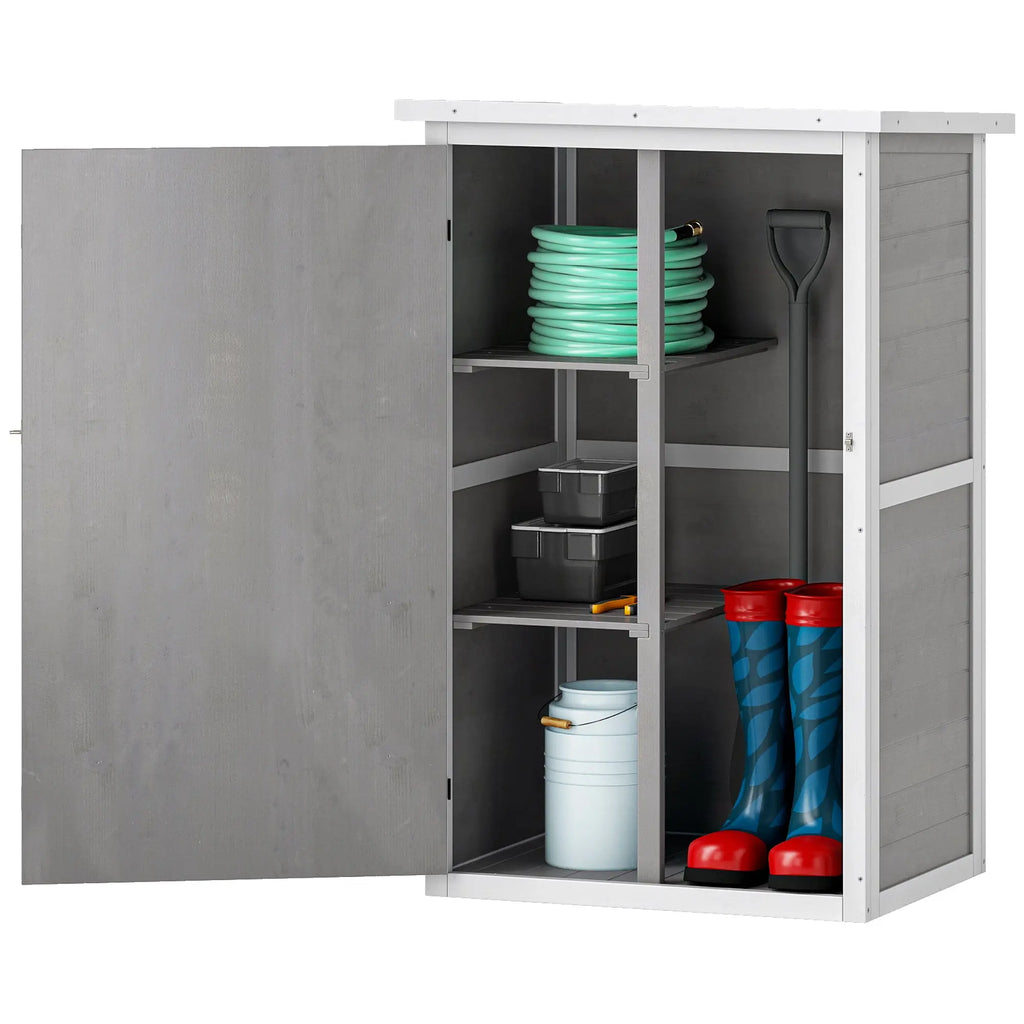 Wooden Small Shed, Garden Storage Shed with Shelves and Bolt Latch, 75L x 56W x115H cm Outsunny