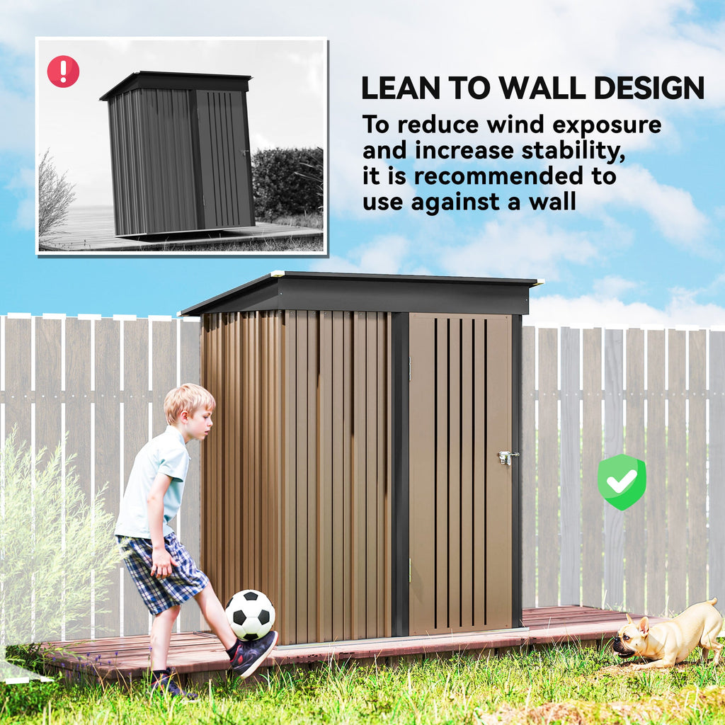 5 x 3ft Corrugated Steel Storage Shed, with Lock Outsunny