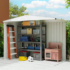 8 x 4 ft Metal Garden Shed, Garden Storage Shed with Window, 4 Vents and Lockable Door, Waterproof Galvanised Steel Tool Storage Cabinet Outsunny