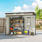 3.7 x 7.9ft Galvanised Steel Shed, with Latched Door and Padlock - Light Grey Outsunny