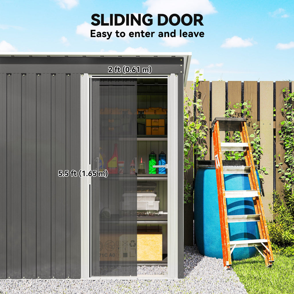 5x3 Storage Shed with Sliding Door and Sloped Roof for Garden Outsunny