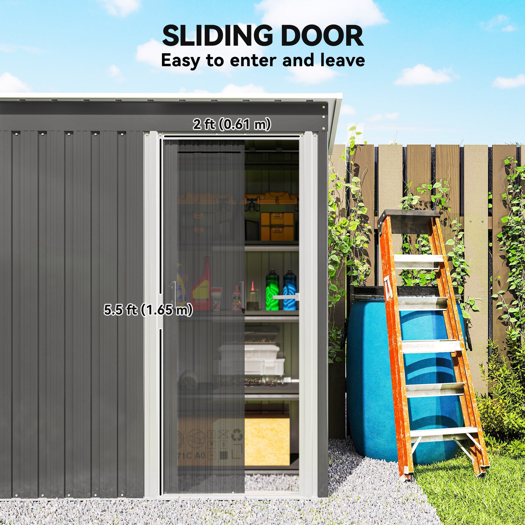 5x3 Storage Shed with Sliding Door and Sloped Roof for Garden Outsunny