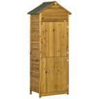 Wooden Garden Storage Shed Utility Gardener Cabinet w/ 3 Shelves and 2 Door, 191.5cm x 79cm x 49cm, Natural wood effect Outsunny