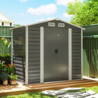 7 x 4ft Garden Shed, Easy to Assemble, Upgraded Galvanised Steel Frame with Foundation Kit, Double Doors with Lock, Outdoor Metal Shed with Vents and Gloves, Garden Storage Shed Outsunny