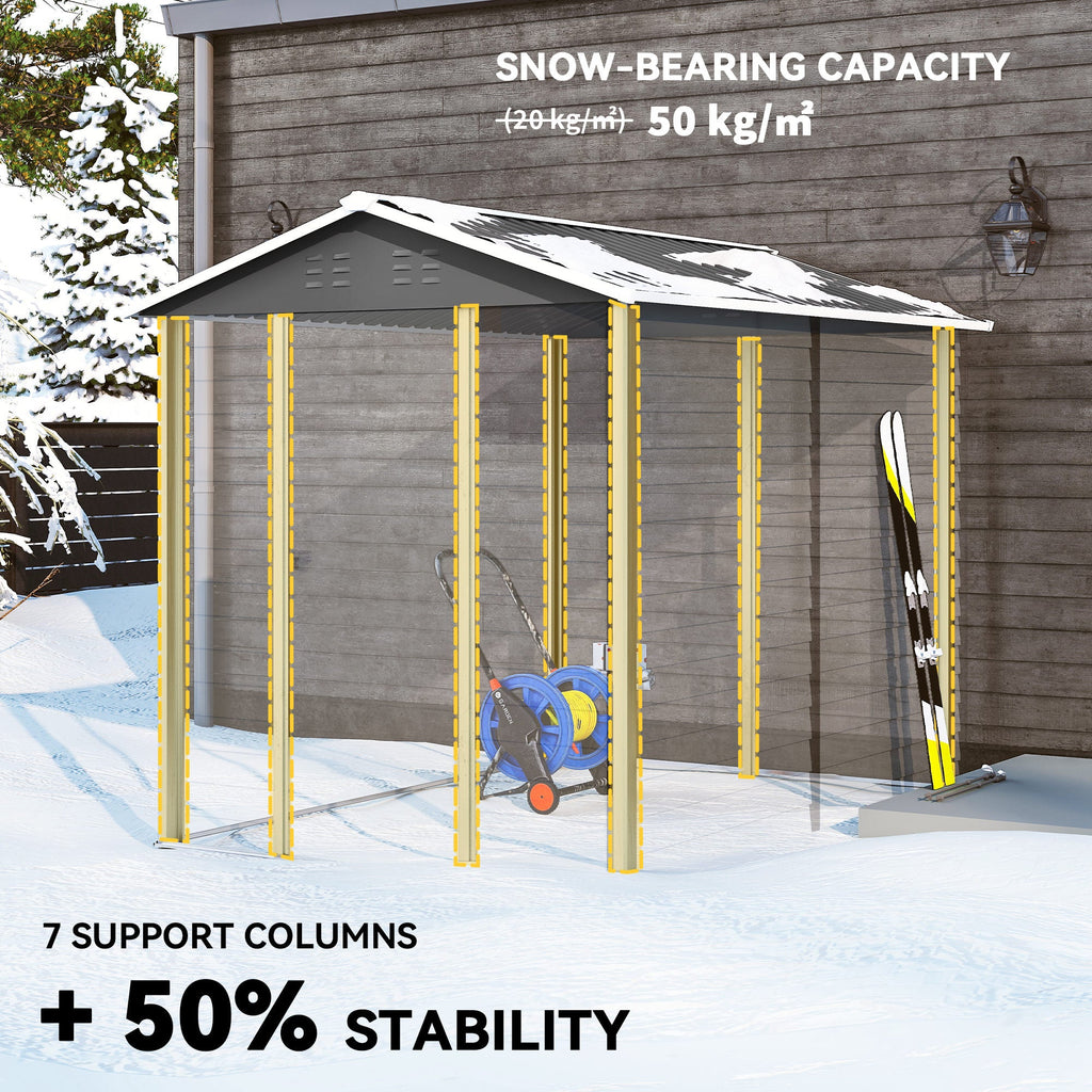 9x 6FT Metal Outdoor Garden Shed, Galvanised Tool Storage Shed w/ Sloped Roof, Lockable Door for Patio Lawn, Dark Grey Outsunny