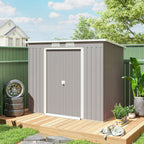 7 x 4 Garden Shed, Galvanised Steel, Metal Lean-to Tool Shed with Foundation Kit Outsunny