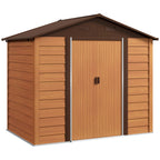 6 x 8ft Galvanised Steel Shed Wood-Effect Outsunny