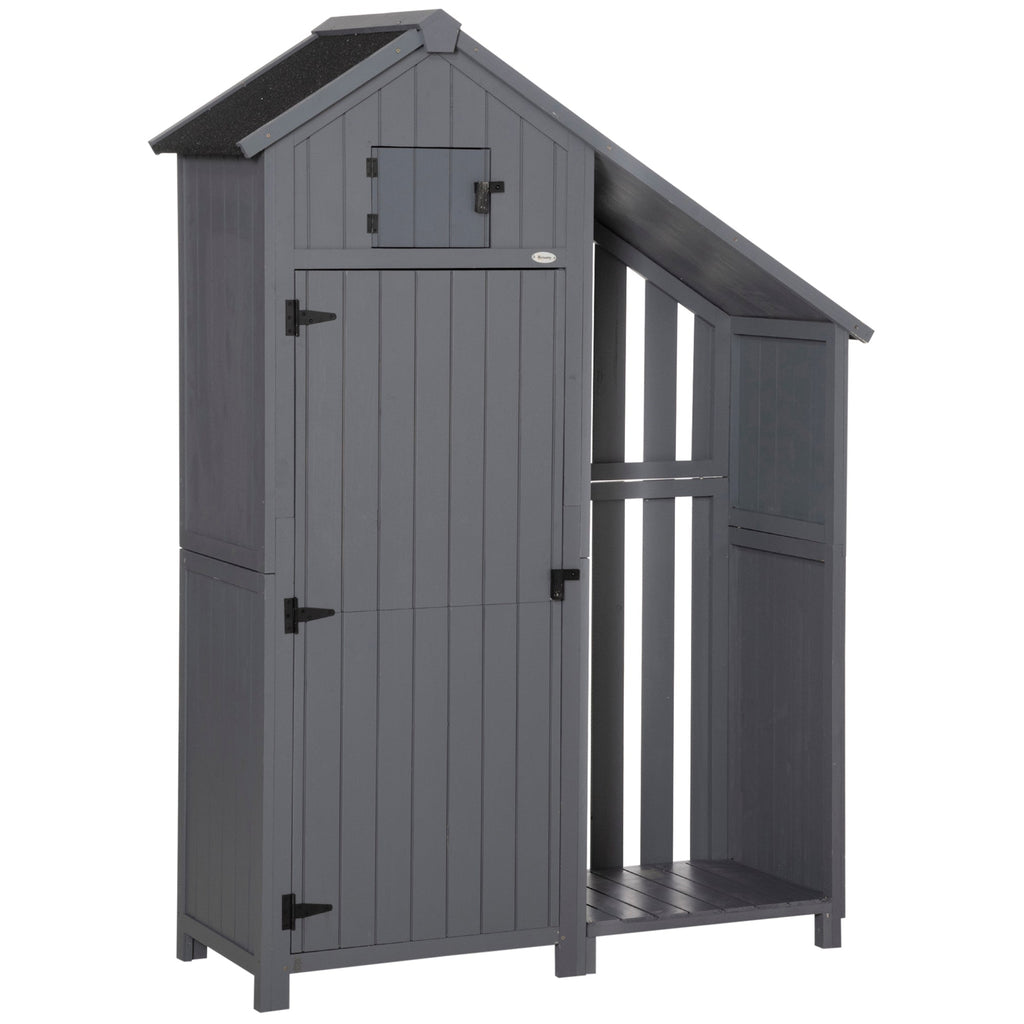 Garden Outdoor Storage Shed Outdoor Tool Shed with 3 Shelves and Tilt Roof, 129x51.5x180cm, Grey Outsunny