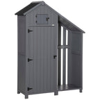 Garden Outdoor Storage Shed Outdoor Tool Shed with 3 Shelves and Tilt Roof, 129x51.5x180cm, Grey Outsunny