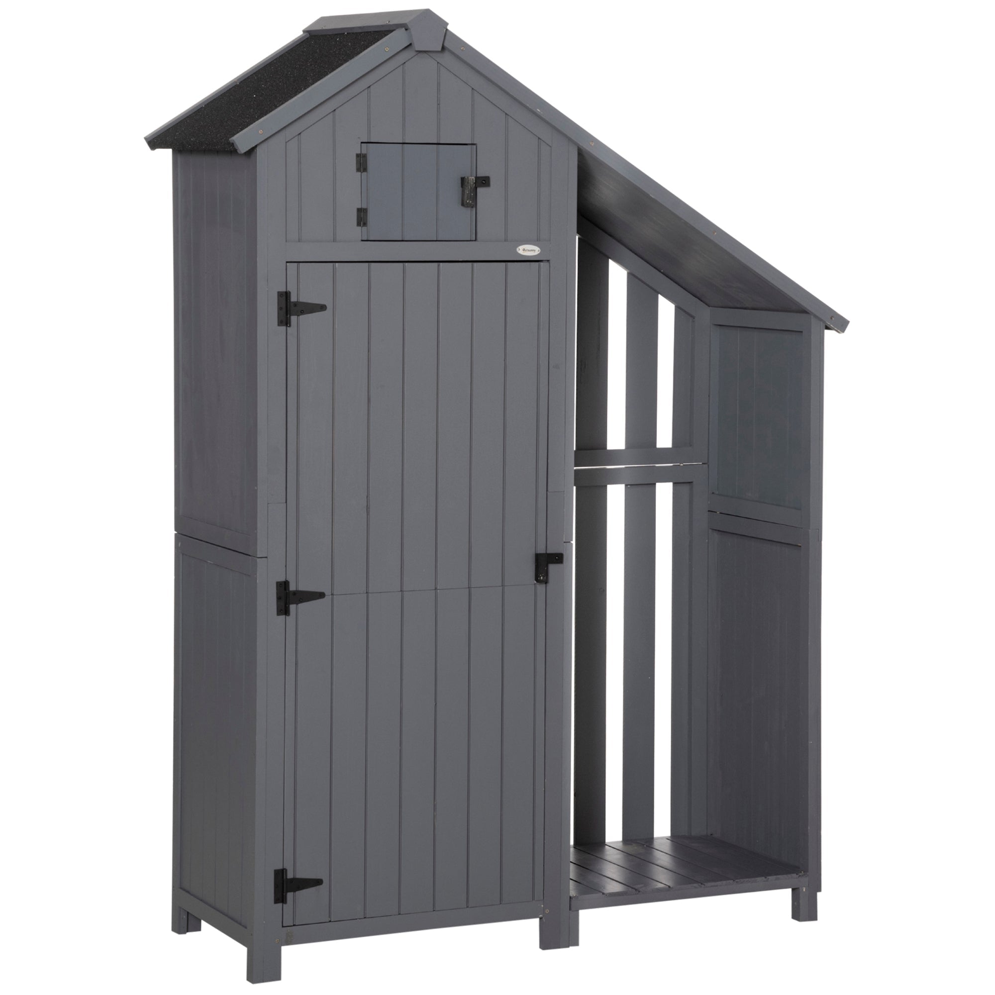 Garden Outdoor Storage Shed Outdoor Tool Shed with 3 Shelves and Tilt Roof, 129x51.5x180cm, Grey Outsunny