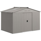 Garden Storage Shed, Metal Outdoor Storage Shed House with Foundation Kit, Ventilation, Doors, 9 x 6FT, Grey Outsunny