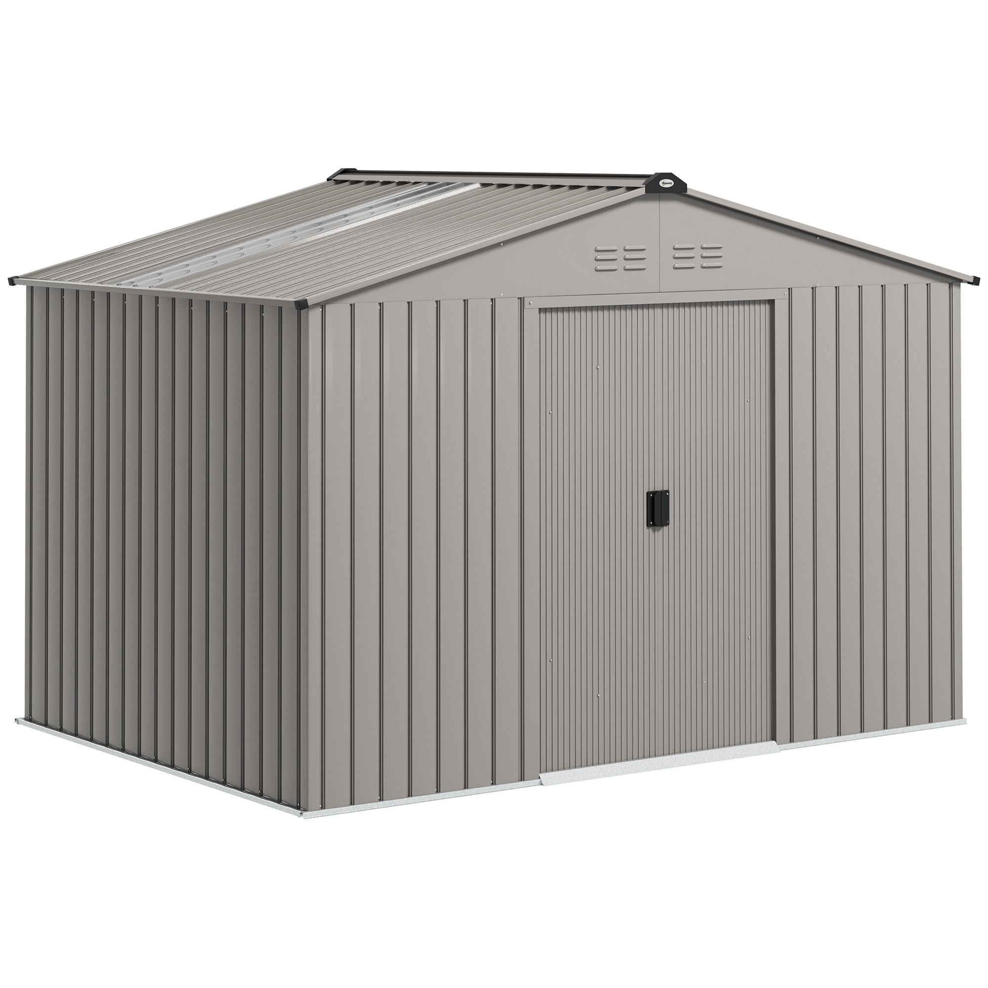 Garden Storage Shed, Metal Outdoor Storage Shed House with Foundation Kit, Ventilation, Doors, 9 x 6FT, Grey Outsunny