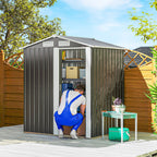 Garden Metal Tool Storage Shed with Sliding Door, Sloped Roof and Foundation Kit, 152 x 132 x 188cm Outsunny