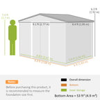 9 x 6ft Metal Bicycle Shed, Outdoor Storage Tool House with Ventilation Slots, Foundation Kit and Lockable Double Doors Outsunny
