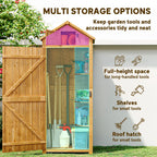 Garden Shed Wood Outdoor Garden Tool Storage Unit with 3 Detachable Shelves, 77 x 54.2 x 179cm Outsunny