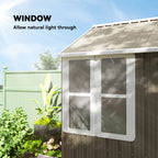 8 x 6 ft Galvanised Garden Shed, Outsoor Metal Storage Shed with Double Doors Window Air Vents for Patio, Lawn Outsunny