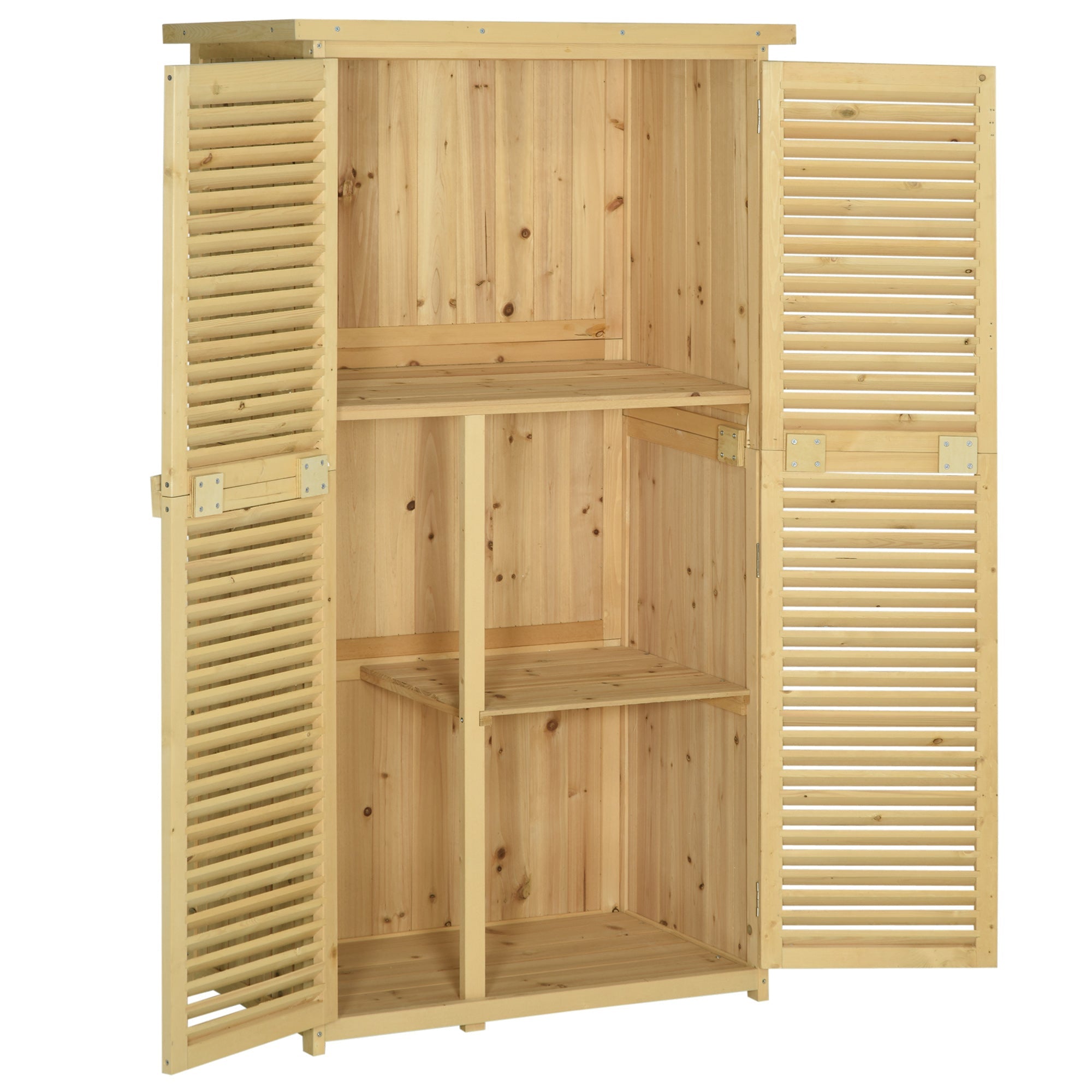 87 x 47 x 160cm Wooden Garden Shed, Sheds & Outdoor Storage with Asphalt Roof and 2 Lockable Doors, Natural Outsunny