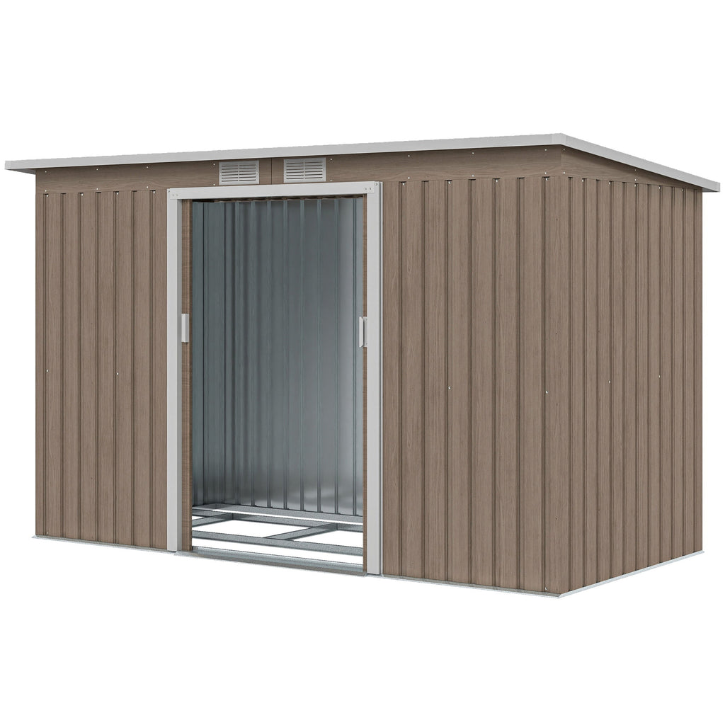 4 x 9ft Metal Shed, with Foundation Shed Outsunny