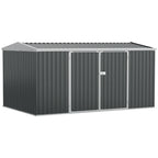 14 x 8ft Outdoor Garden Metal Storage Shed with Lockable Door, Tool Storage Box for Garden, Patio and Lawn, Grey