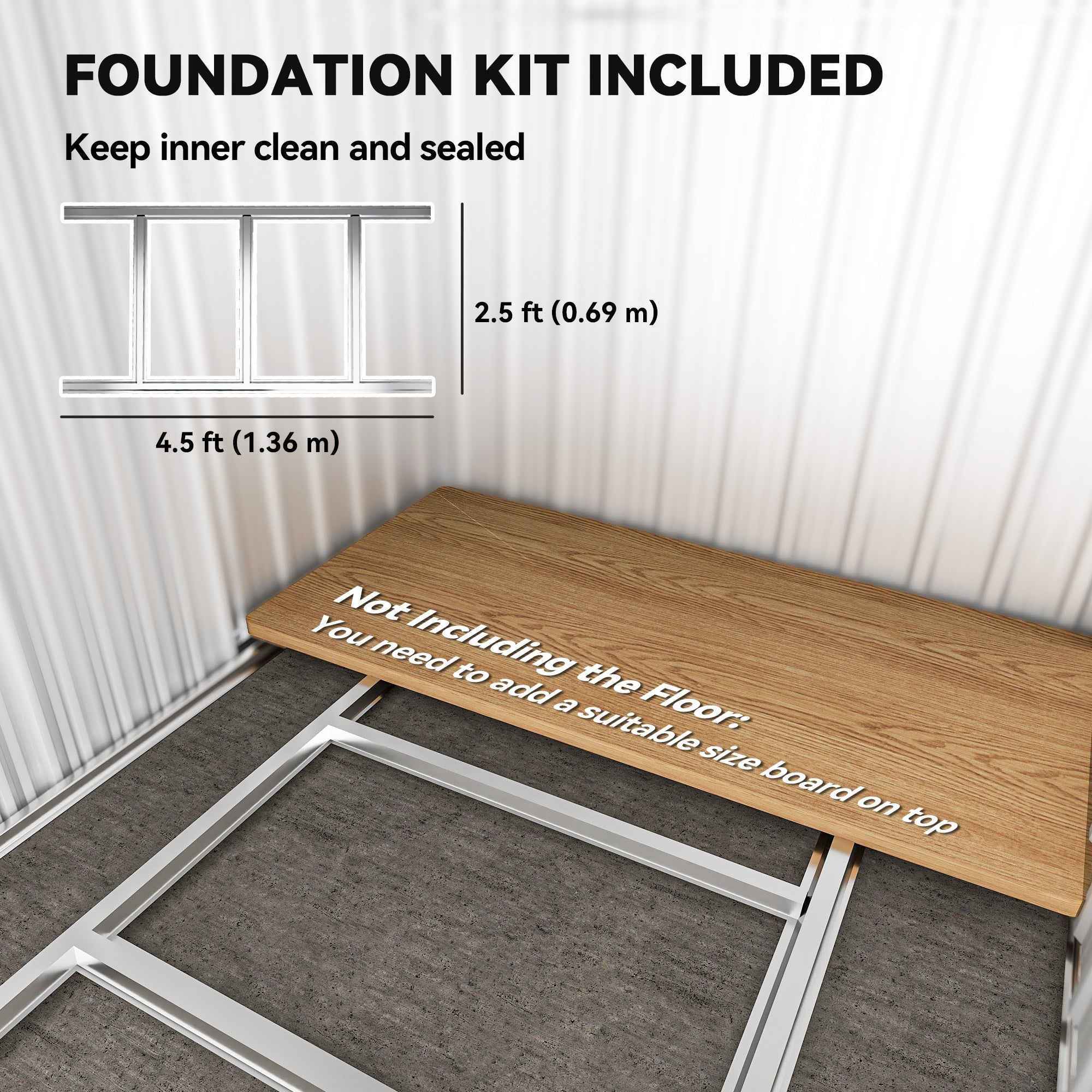 Garden Metal Tool Storage Shed with Sliding Door, Sloped Roof and Foundation Kit, 152 x 132 x 188cm Outsunny