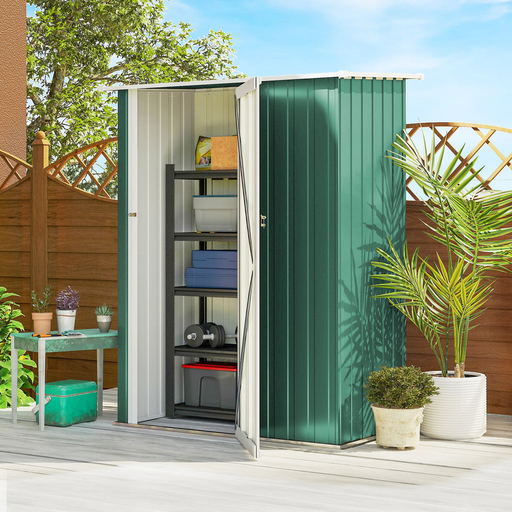 5x3 Garden Shed Metal Outdoor Tool Shed with Sloped Roof, Lockable Door for Gardeners Outsunny