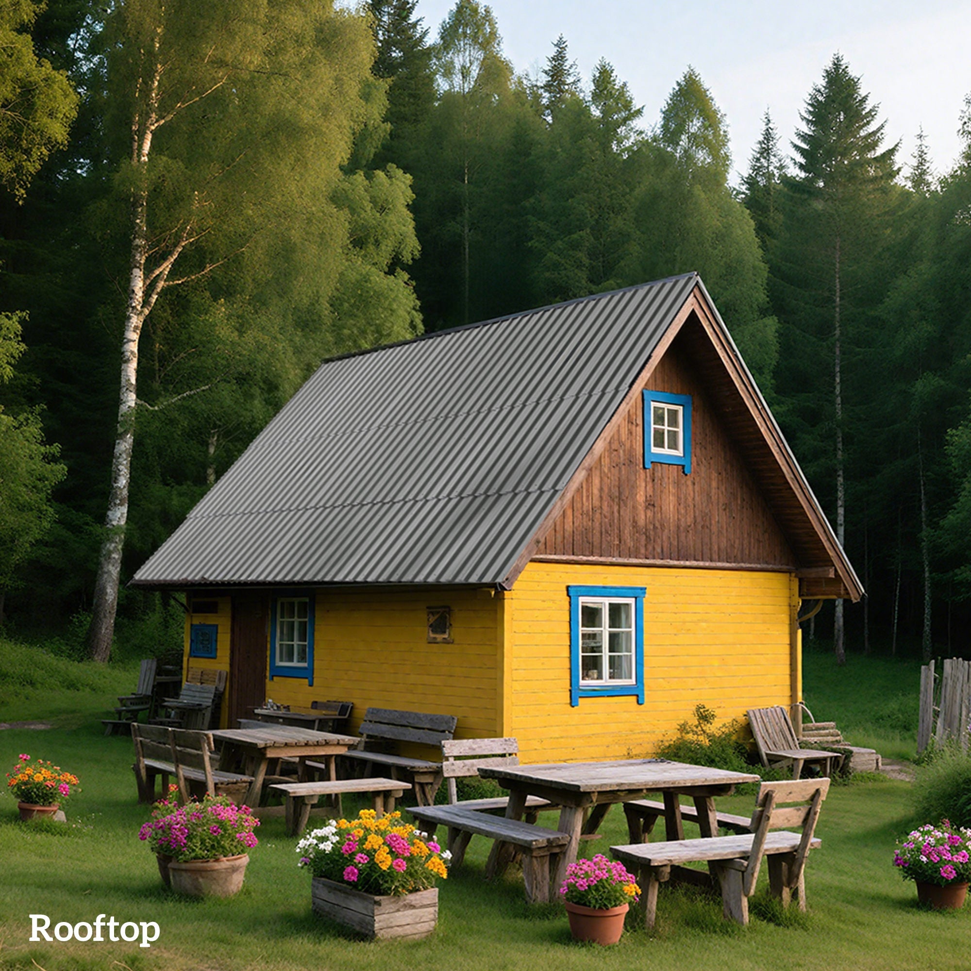 Set of 12 Corrugated Steel Roof Sheet Panels Outsunny