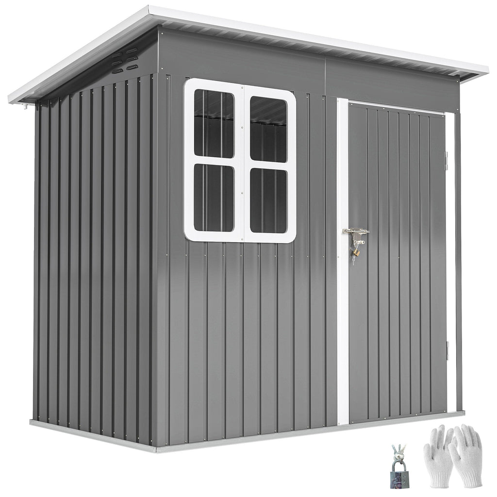 7x4 Garden Shed Galvanised Steel Frame Garden Storage Shed with Lock & Gloves Outsunny