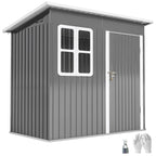 7x4 Garden Shed Galvanised Steel Frame Garden Storage Shed with Lock & Gloves Outsunny