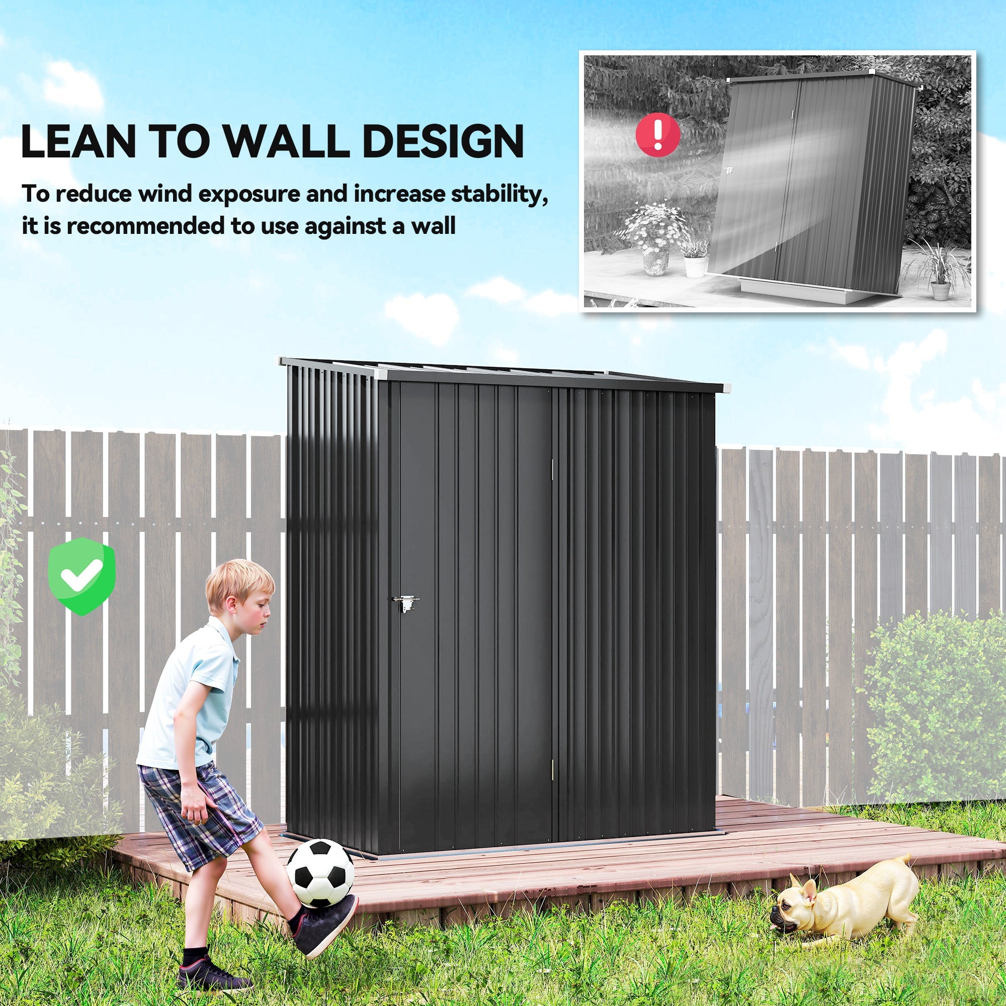 5.3 x 3.1ft Corrugated Steel Garden Shed Outsunny