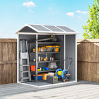 4 x 6ft Garden Shed, Plastic Shed with Floor, Window, Lockable Door and Vents, Resin Tool Shed for Outdoor Patio Storage, Zero Maintenance, Grey Outsunny