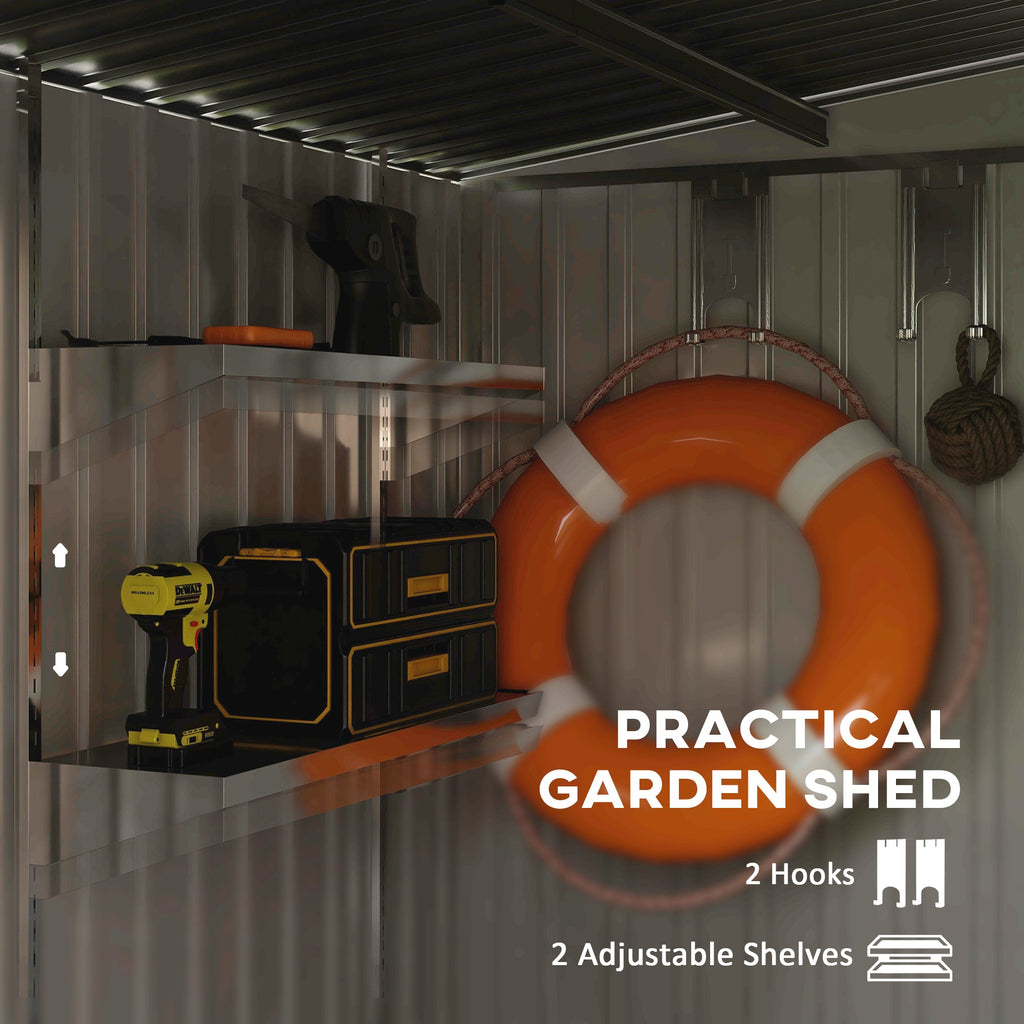 7 x 5ft Galvanised Metal Shed, with Sliding Door Outsunny