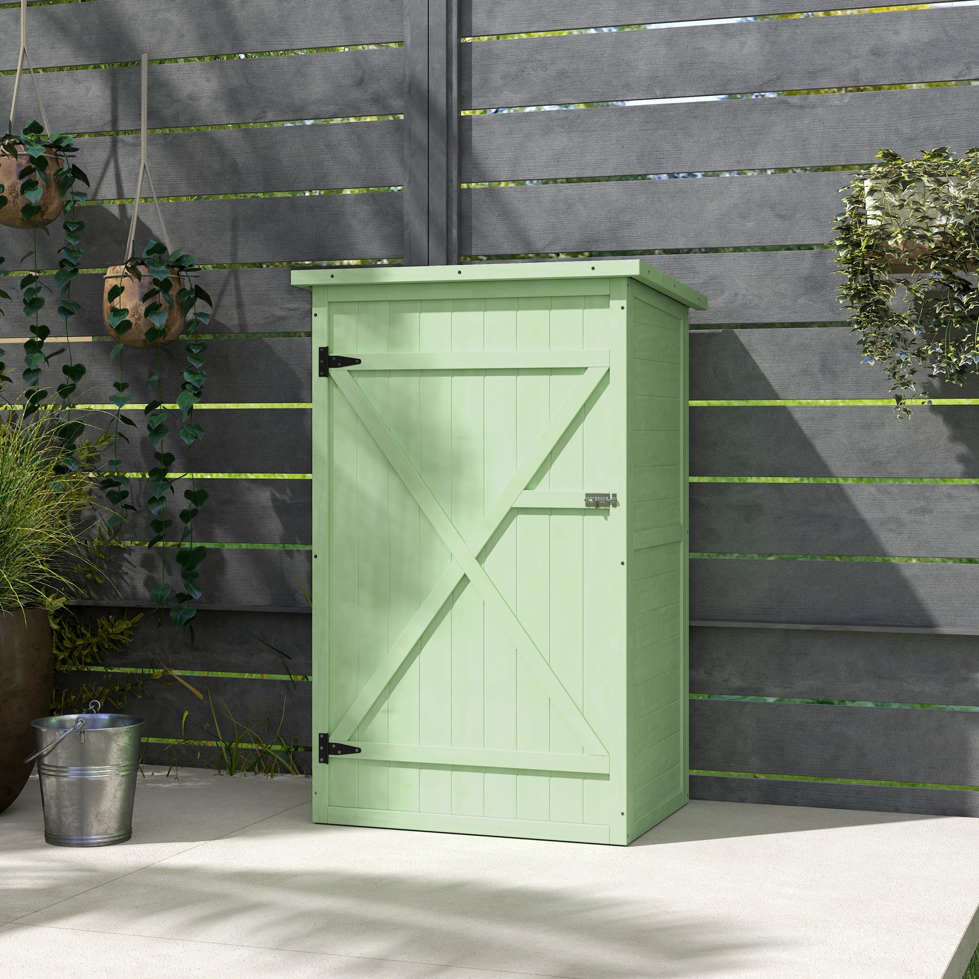 Wooden Small Shed, Garden Storage Shed with Shelves and Bolt Latch, 75L x 56W x115H cm Outsunny