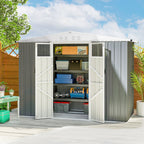 8 x 4 ft Metal Garden Shed, Garden Storage Shed with Window, 4 Vents and Lockable Door, Waterproof Galvanised Steel Tool Storage Shed Outsunny