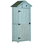 Garden Shed Vertical Utility 3 Shelves Shed Wood Outdoor Garden Tool Storage Unit Storage Cabinet, 77 x 54.2 x 179cm Outsunny