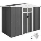 8 x 4 ft Metal Garden Shed, Garden Storage Shed with Window, 4 Vents and Lockable Door, Waterproof Galvanised Steel Tool Storage Cabinet Outsunny