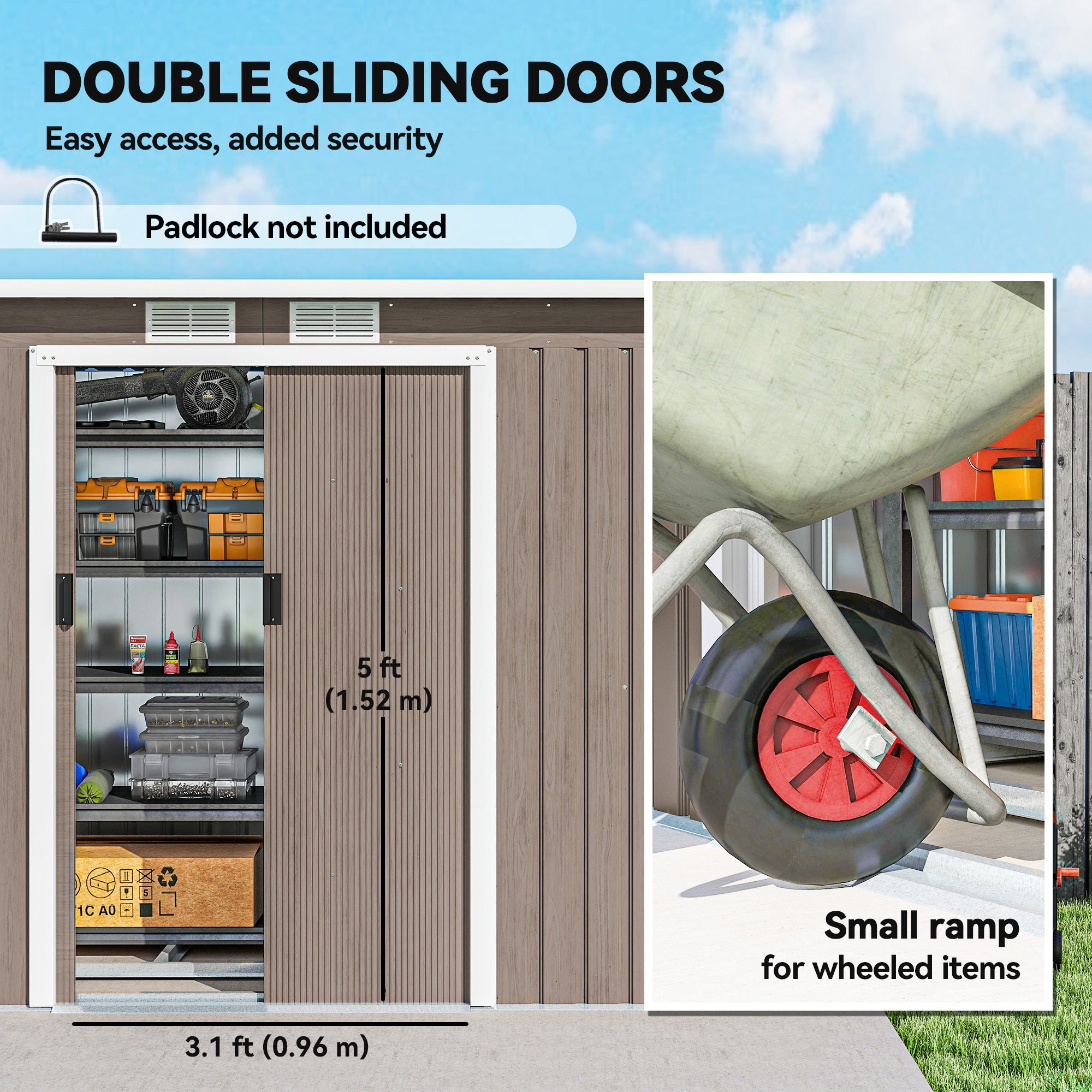 4 x 9ft Metal Shed, with Foundation Shed Outsunny